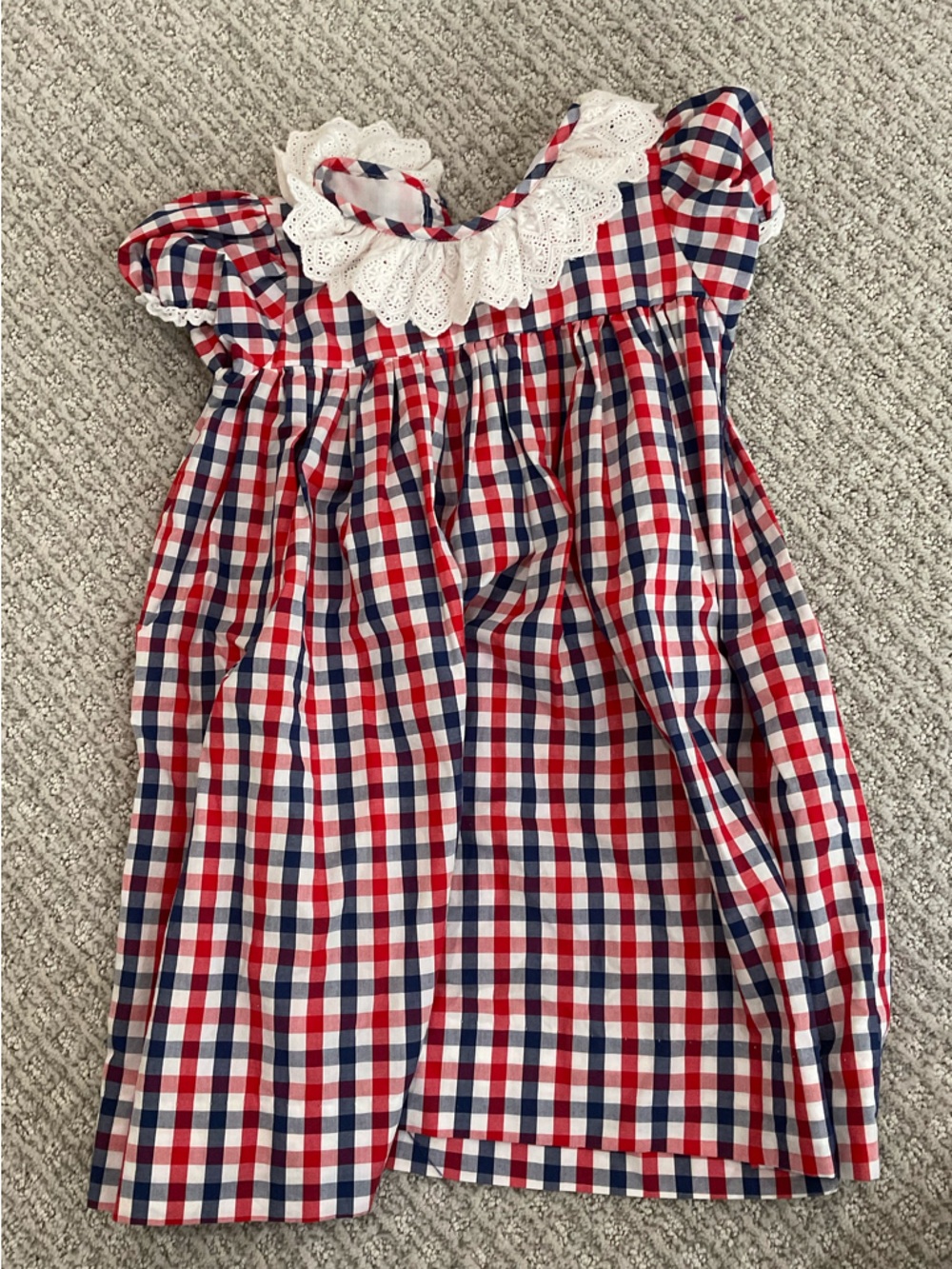 Eliza James Gingham Collared Dress Red White and Blue